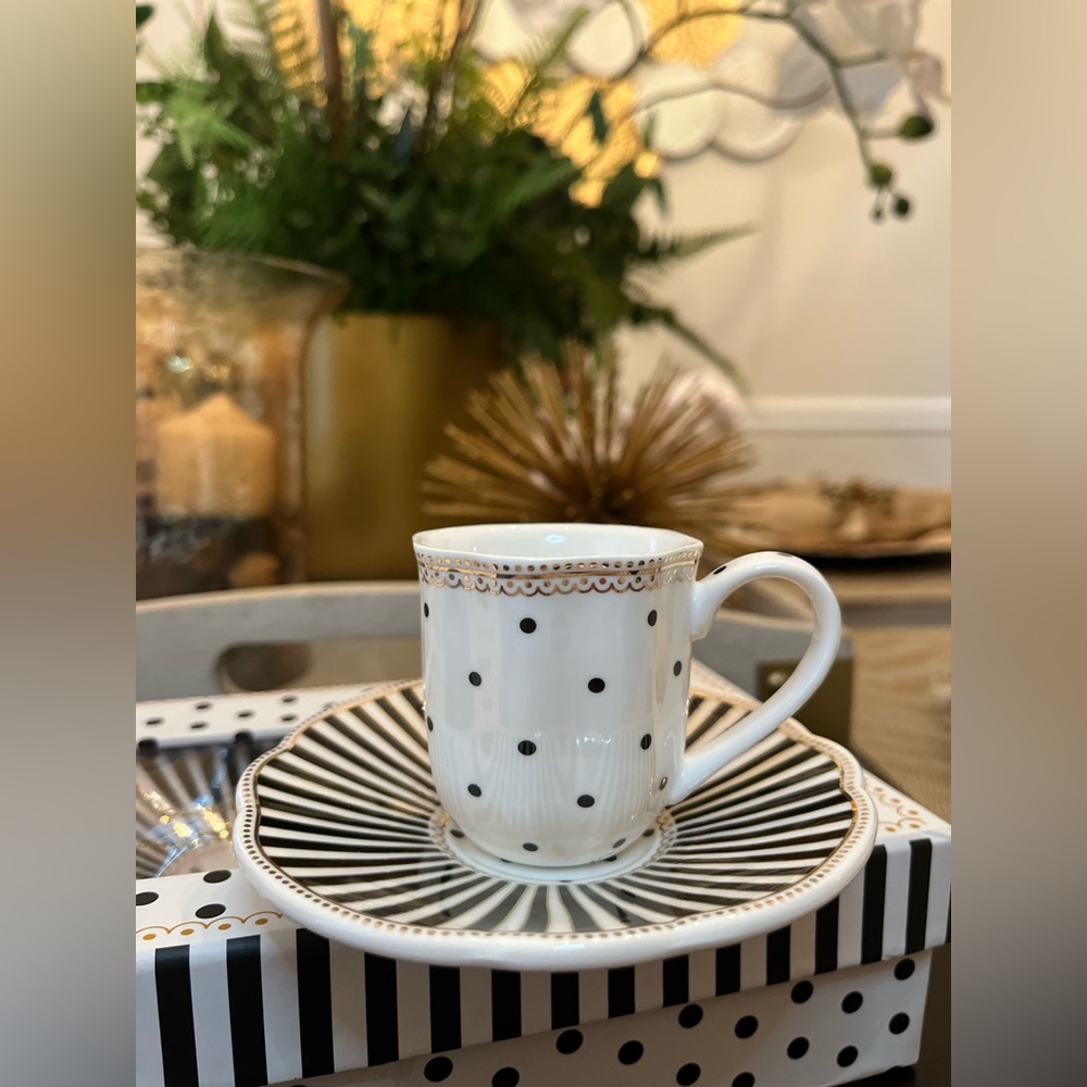 NIB Grace espresso Black
Stripes & Dots porcelain cups and saucers - Picture 2 of 11